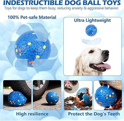 Miniatura 3 de E-TPU - Pelotas para perros, paquete de 2 pelotas de tenis interactivas alternativas para masticadores agresivos, juguetes masticables