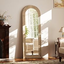Full Length Mirror 65"X22", Arched Large Floor Mirror with Solid Wood Frame