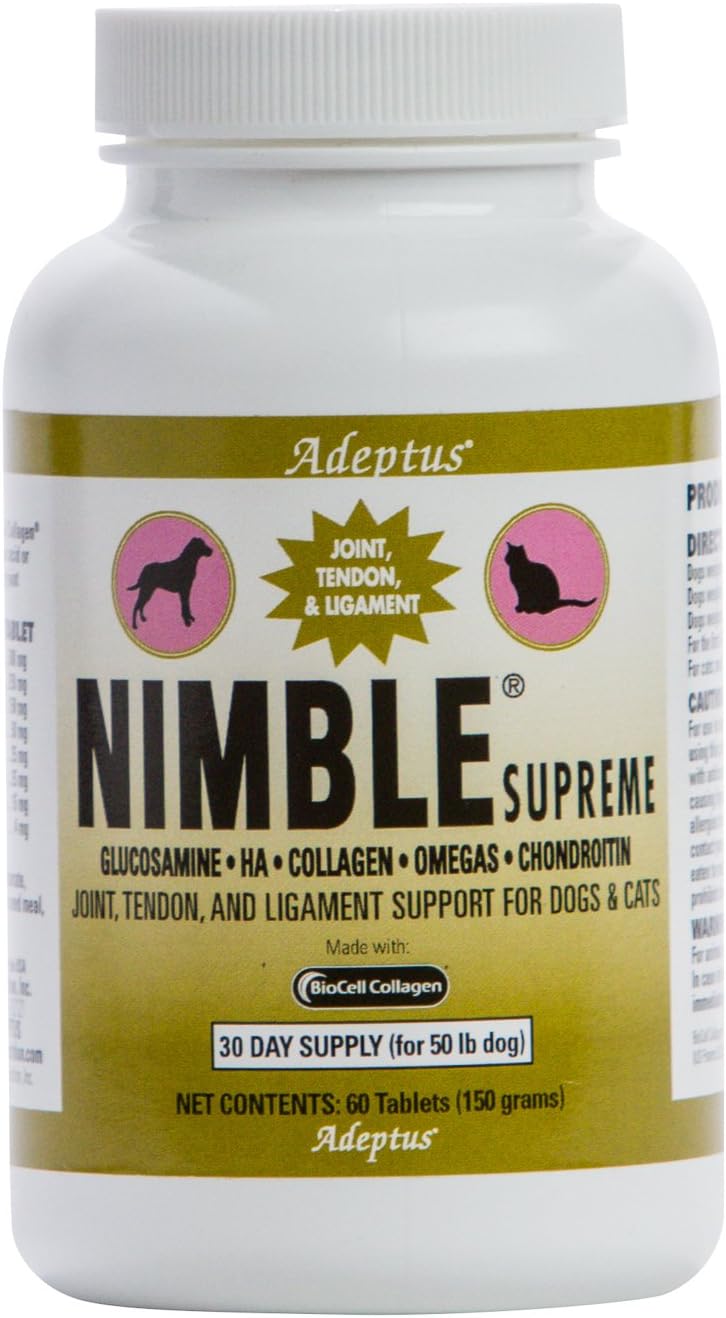 60 Tablets Nimble Supreme Pet, 3.5 x 3.5 x 4.75