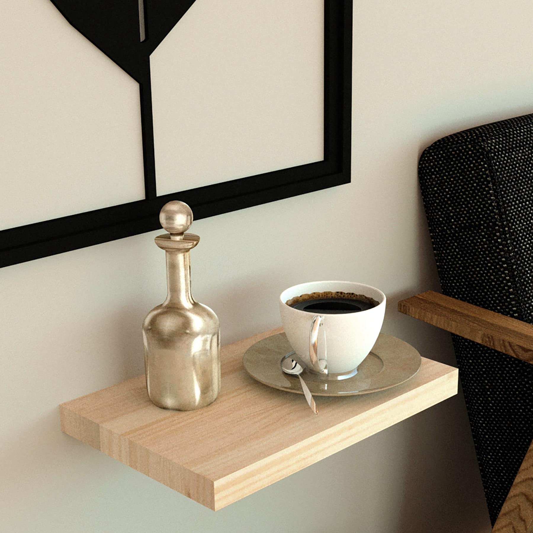 Henor Balda Pared 50 x 20 x 2.5 cm. Estante Pared Madera Herraje Totalmente Oculto Carga Soporta hasta 25Kg Blanco — view 71