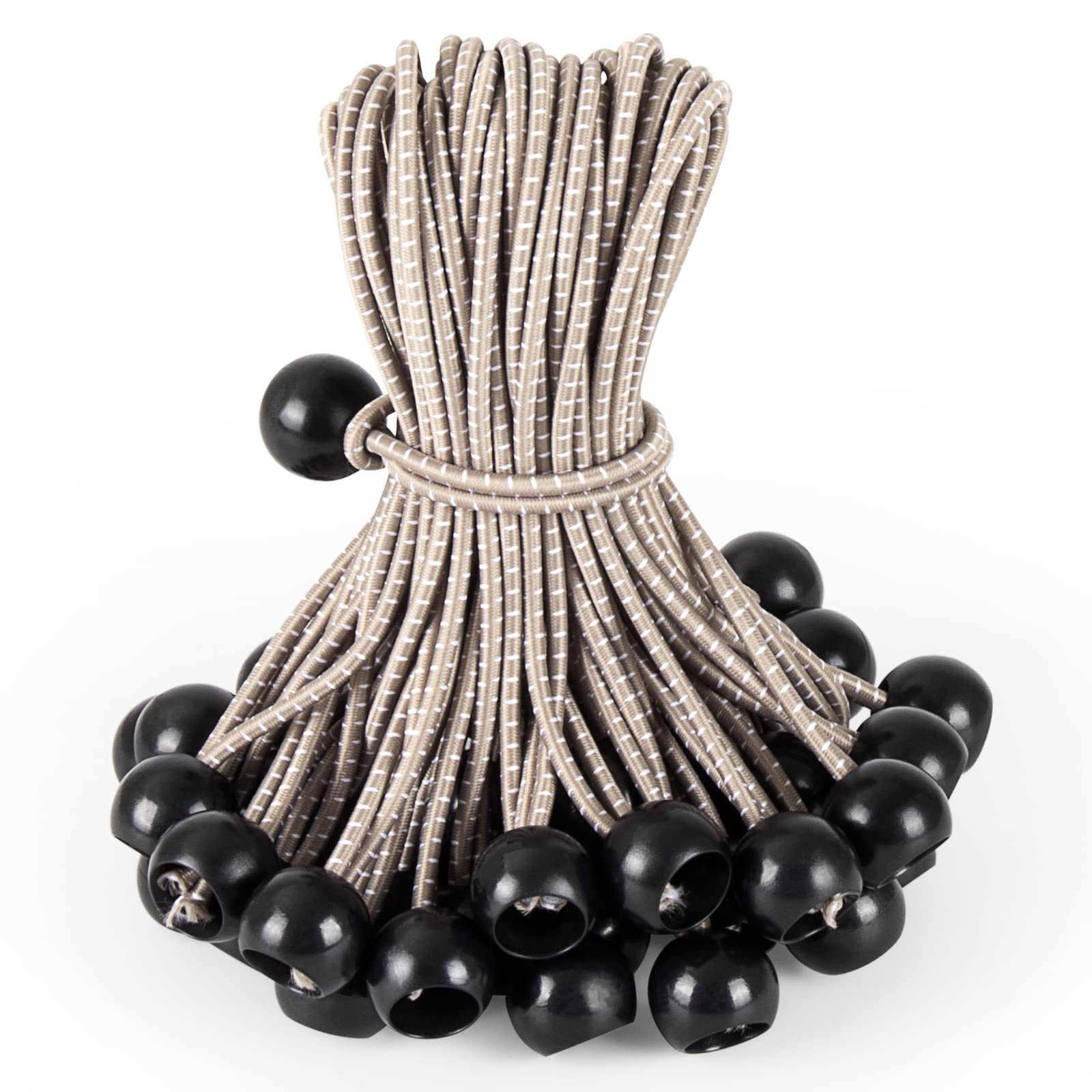 Tarp Bungee Balls 8 Inch,50 PCS Ball Bungee Cords Ties Heavy Duty Canopy Tarp Tie Down Balls for Camping,Shelter,Shades,Cargo,Projector,etc.