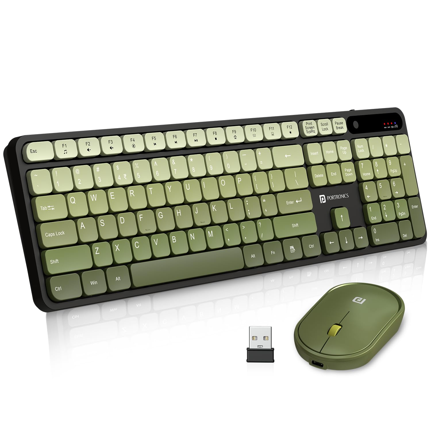 Portronics Key11 Combo Rechargeable Wireless Keyboard and Mouse Set, Bluetooth 5.3&2.4GHz Wireless,Type-C Fast Charging,Gradient Keys, Noiseless Typing, High Precision Mouse, for PC&Laptop(Green)-picture-22
