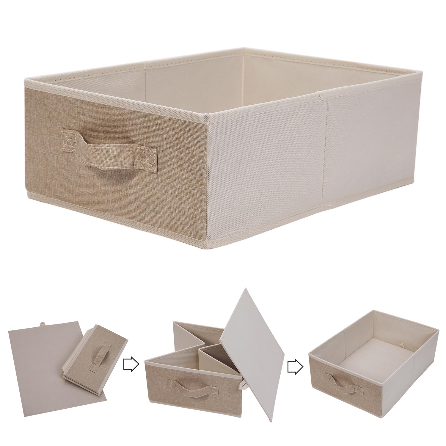 Kallax Lot de 4 Boîtes Boite Rangement Tissu Vetement, Boite de Rangement Pliable Avec Poignée pour Vêtements, Enfant Jouets, Livres (39 x 29 x 14 cm)