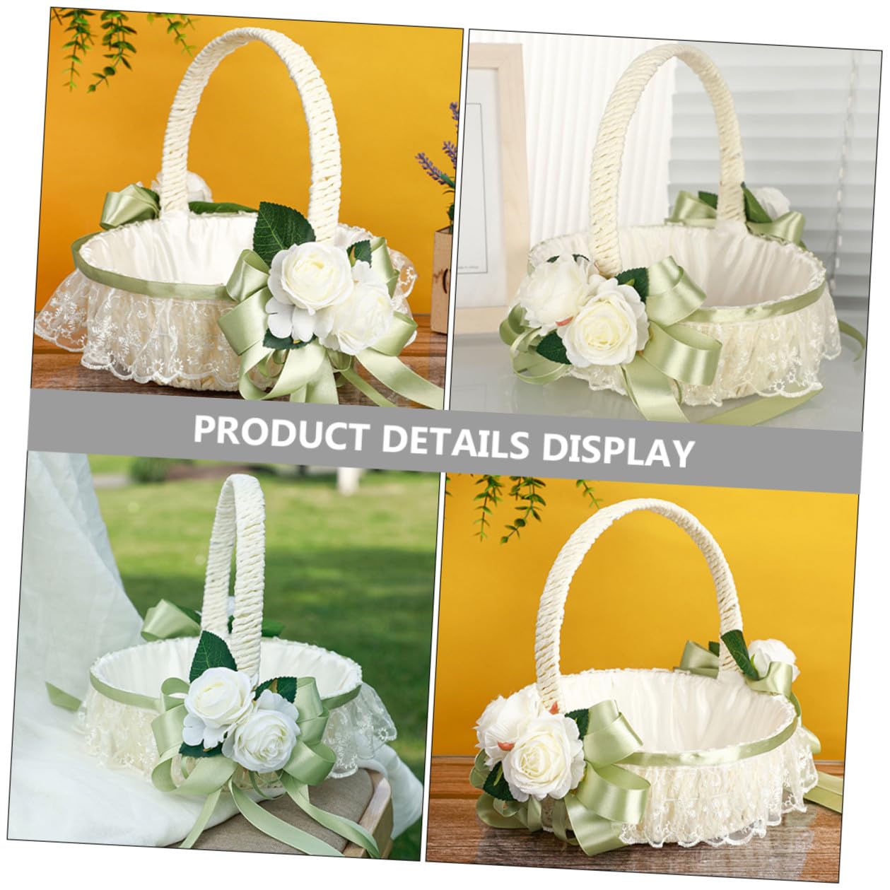 Cabilock Panier de Demoiselle D'honneur Mariages Petit Panier Rustique pour Demoiselle D'honneur Décoratif à Fleurs pour Cérémonie de Mariage