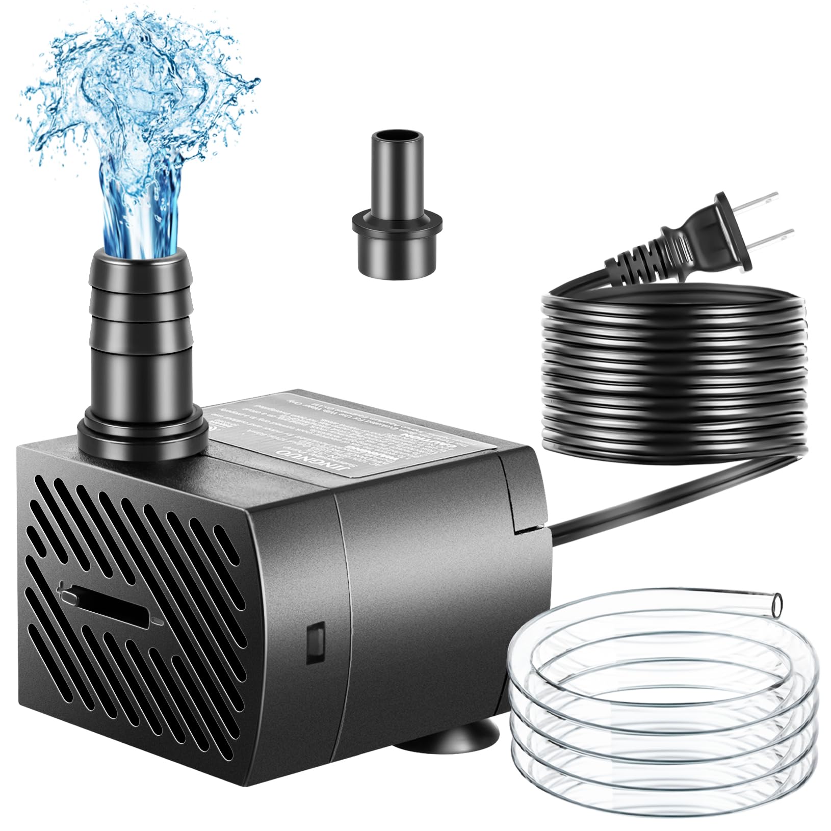 Submersible Pump, Small Fountain Pump with Tubing, Submersible Water Pump for Aquarium Fish Tank Indoor or Outdoor Pond Fountain Hydroponics Statuary (5W 95GPH, No Led Light)