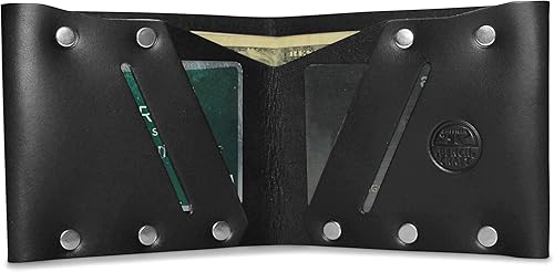 Billetera plegable delgada, billetera de cuero, billeteras hechas a mano para hombres - #2, Negro -, Minimalista