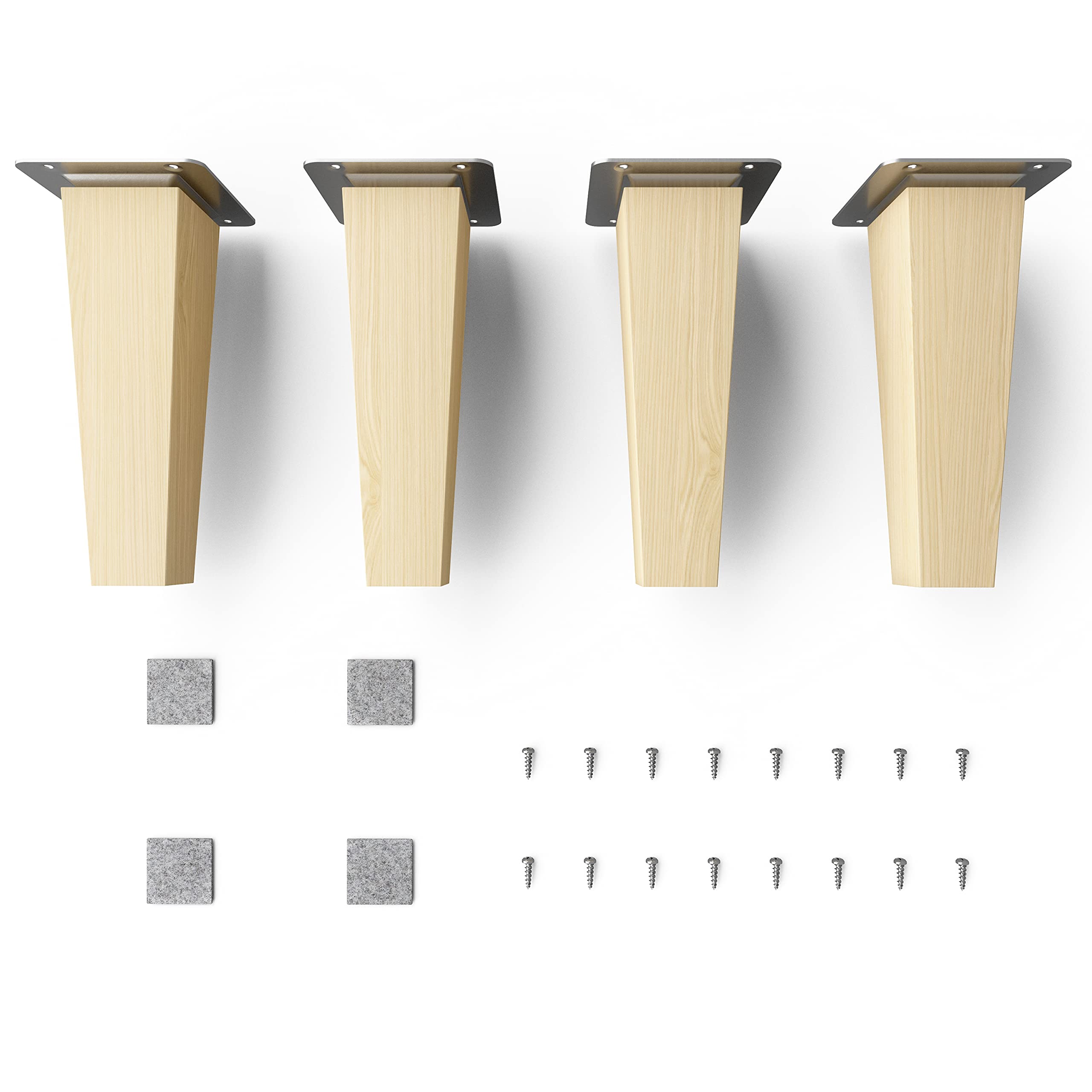 Patas de madera de haya Sossai, eleva tus armarios y cómodas con soporte cuadrado de 15 cm