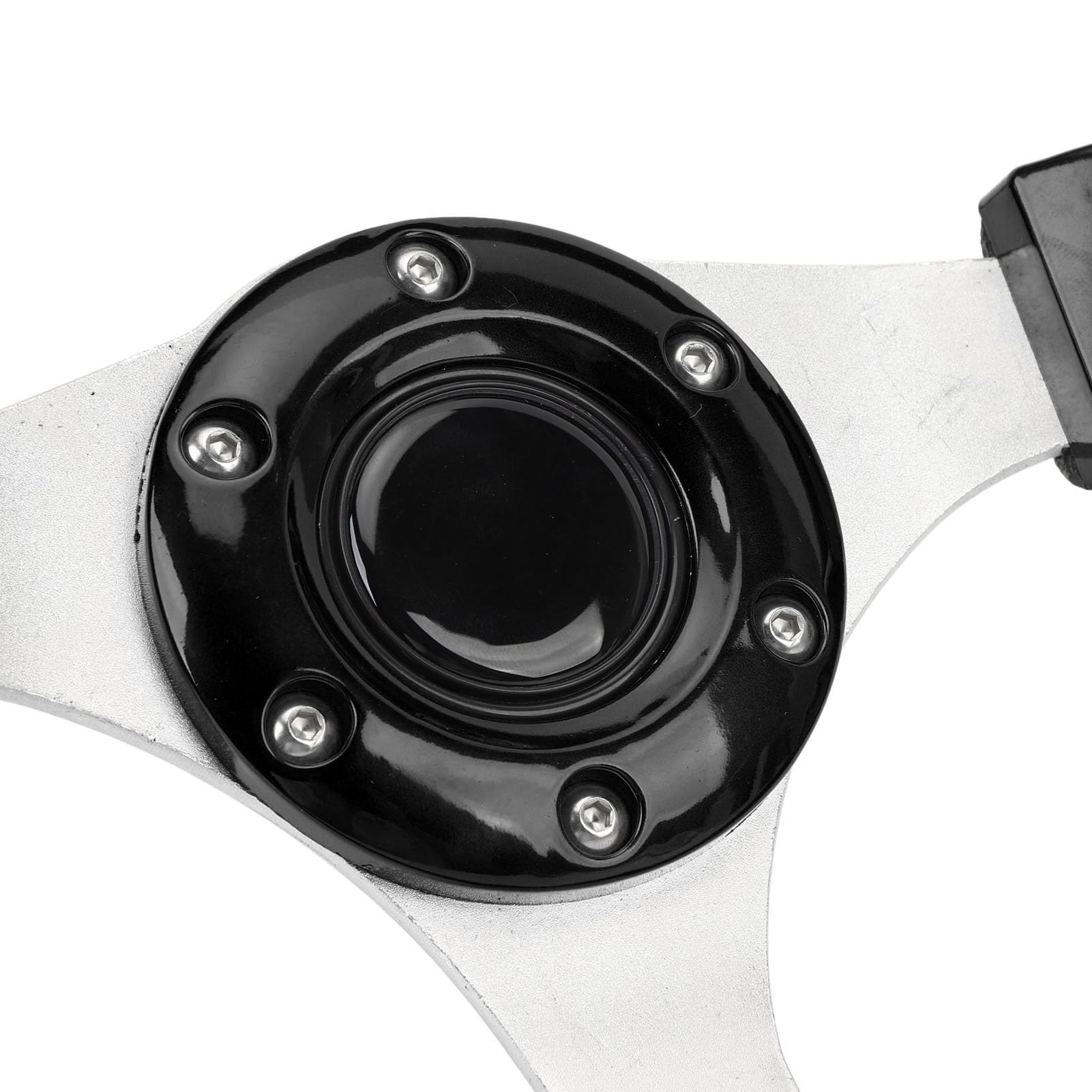 Volante de 13 Pulgadas, Estilo de Carreras Universal PU Aluminio Agarre Coche Volante con Tornillos y Llave para 6 Agujero Adaptador, Especificaciones de Instalación Incluidas