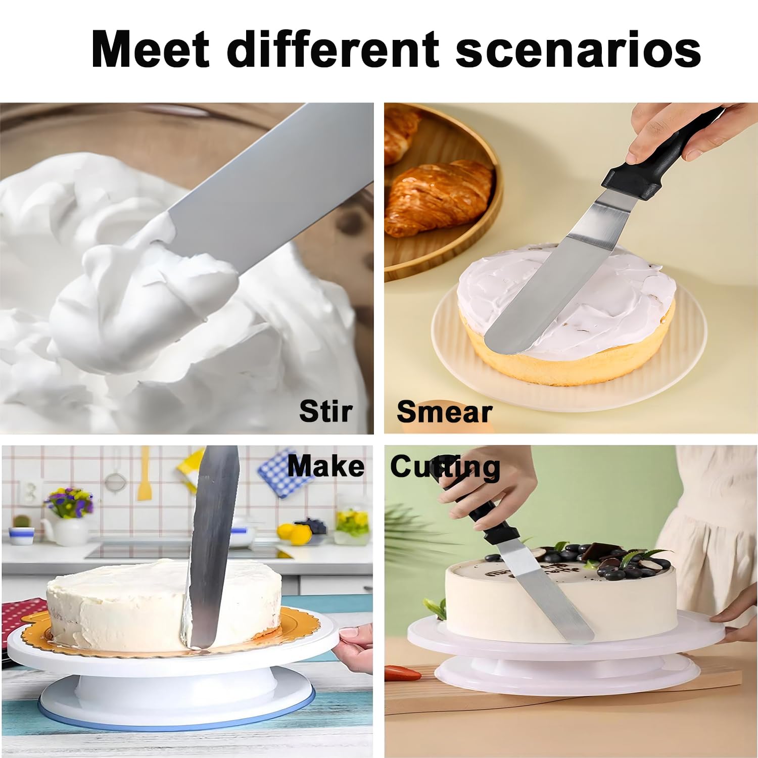 Espátula de glaseado en ángulo de 6 pulgadas + 8 pulgadas, espátula de acero inoxidable para tartas.