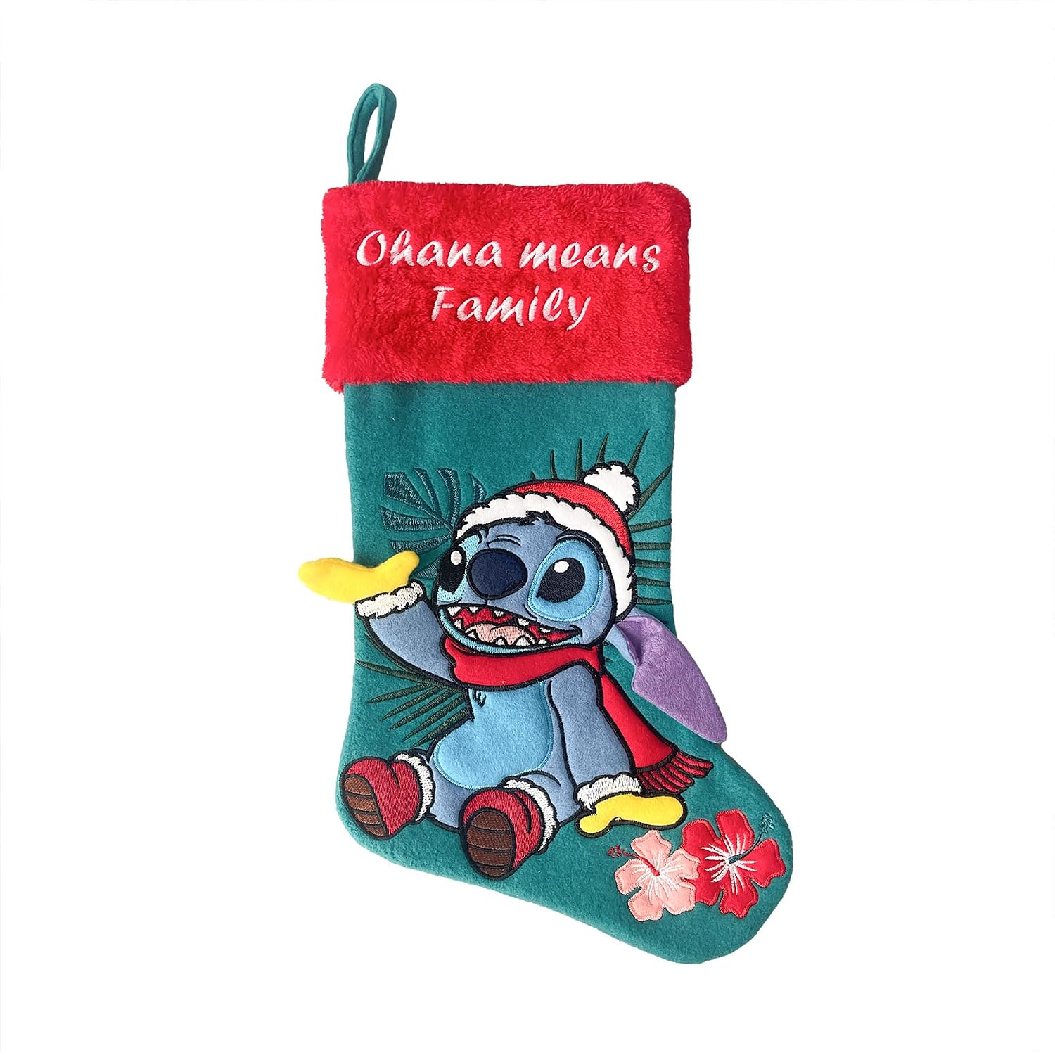 Wondapop Disney Lilo & Stitch: Stitch 20" Applique Christmas Stocking, Gift Holder for Stuffers