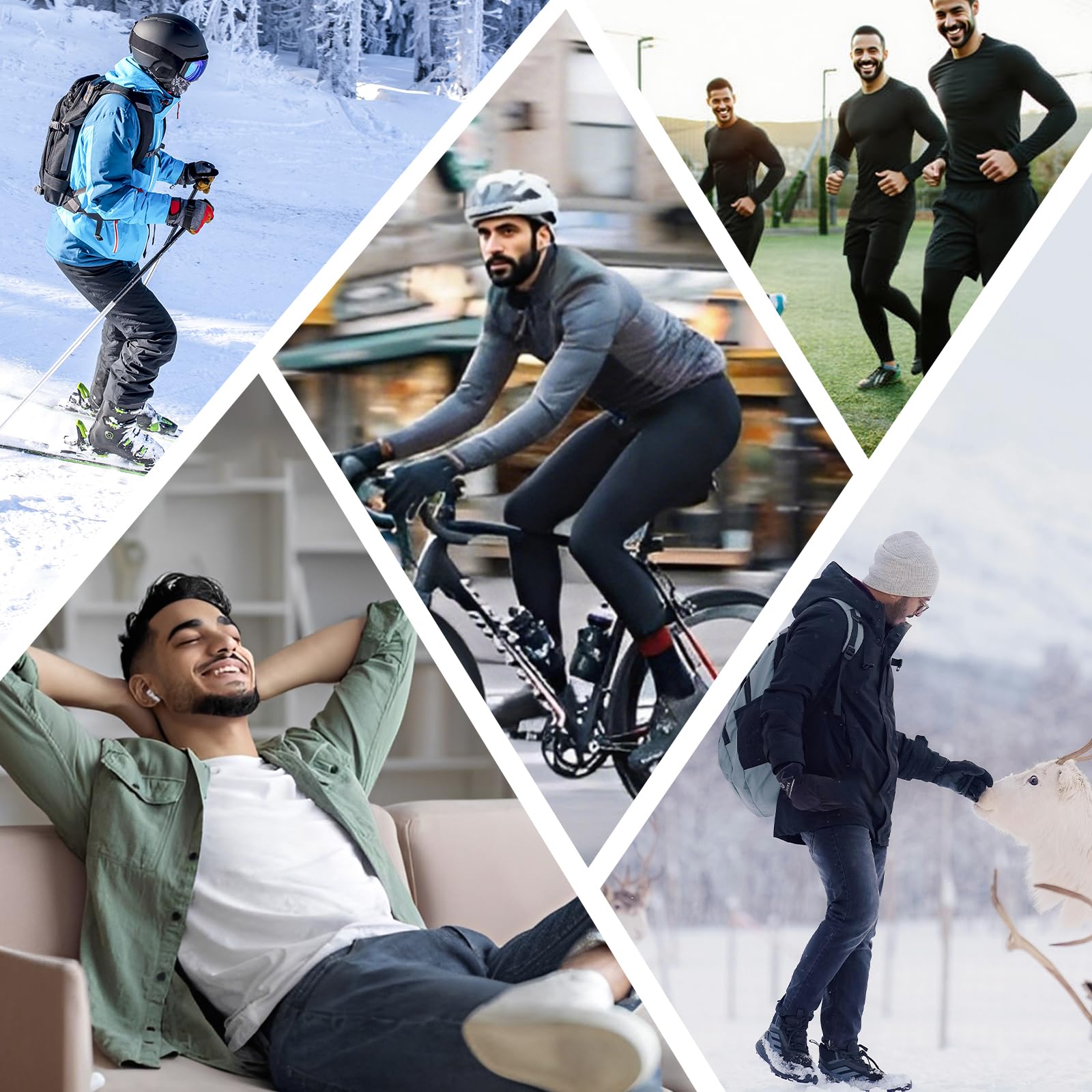 AMIYOYO Caleçon long thermique pour homme - Legging taille haute - Doux - Respirant - Chaud - Pantalon de jogging - Pantalon de ski pour l'hiver