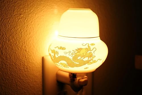 Miniatura 2 de Dragon Phoenix - Lámpara de luz nocturna de porcelana para aromaterapia, calentador de aceite, quemador