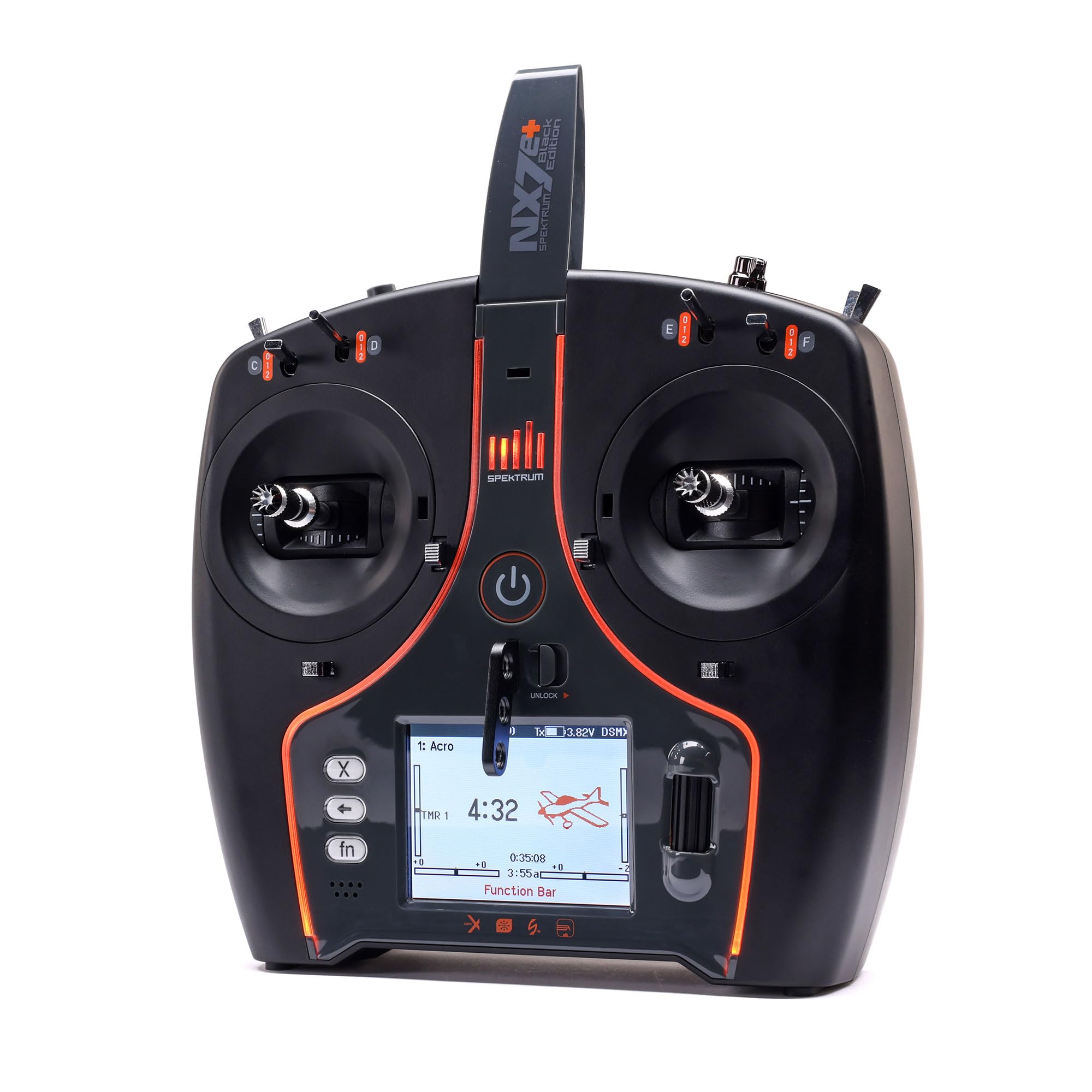 Spektrum NX7e+ 14-Kanal 2,4GHz DSMX-Fernsteuerung (Black Edition) Li-Ion-Akku, USB-C, 2,8″ Farbdisplay, 250-Modellspeicher