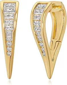 FETTERO Hoop Earrings for Women, 14K Gold Plated Lightweight Huggie Leaf Snake Bar Gold Hoops, Hypoallergenic Gold Earrings for Women Ear Piercing Jewelry