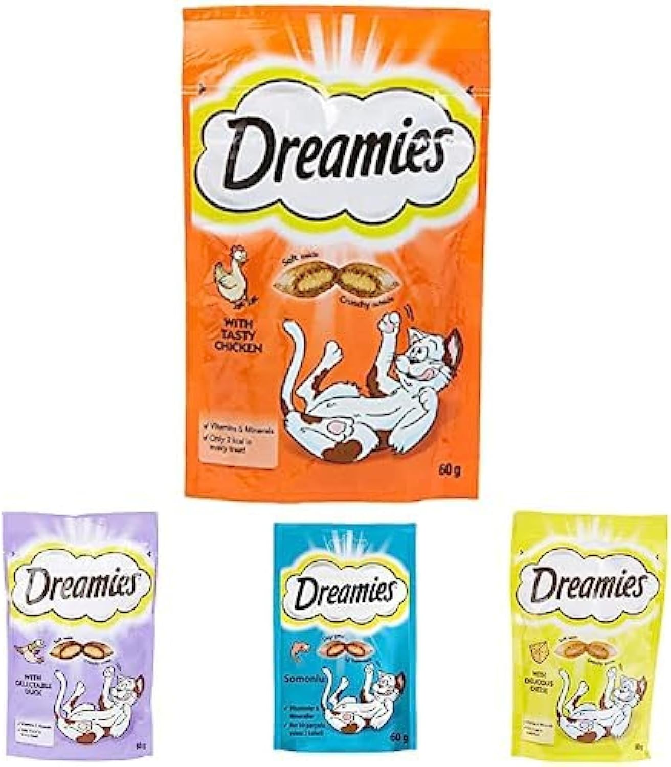 Dreamies Cat Treats, Chicken, 60 Gm + Dreamies Cat Treats, Duck, 60 gm