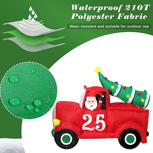 Miniatura 5 de Lewondr - Inflables, decoraciones de patio de Navidad inflables con luz led integrada, impermeable, decoración de Navidad, para camión rojo, para