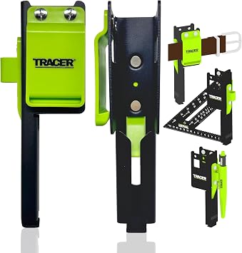 TRACER Metal Rafter Square Holster for Belt | 7" Carpenter Square Holder with Belt Clip and Tracer Marker Slot | Universal Framing Square Holder for Tool Belt | Ultimate Tool Holster
