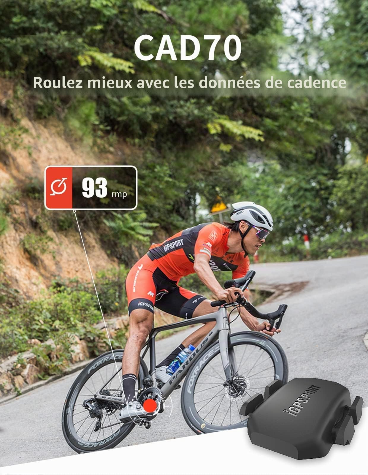 iGPSPORT BSC100MAX Compteur Velo sans Fil et CAD70 Capteur de Cadence+SPD70 Capteur de Vitesse