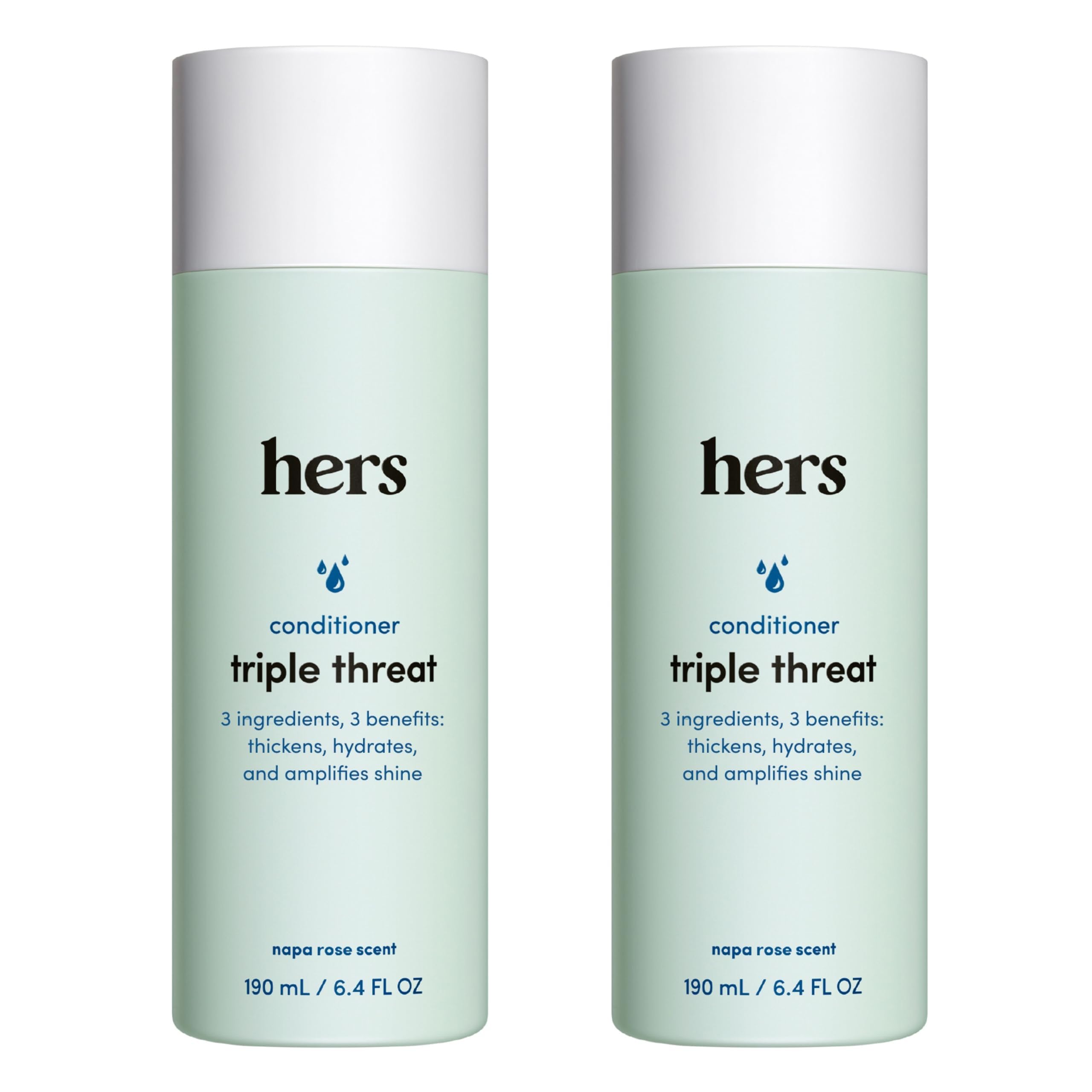 hers Triple Threat Conditioner - Amino Acid, Argan Oil, & Coconut Oil Formula - Moisturizing Conditioner for All Hair Types - Color-Safe & Sulfate-Free - Napa Rose Scent - 6.4 Fl Oz, 2 Pack