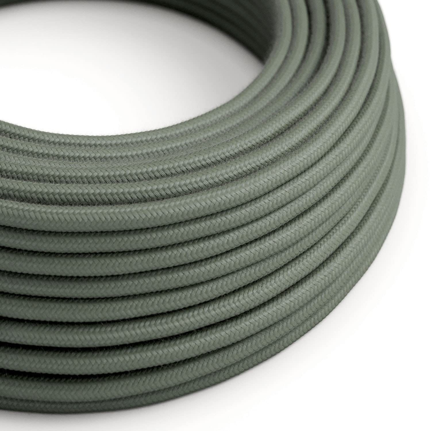 Creative Cables Textilkabel Geflochten – Grüngrau, 10 Meter, Baumwolle, Für Individuelle Lampen