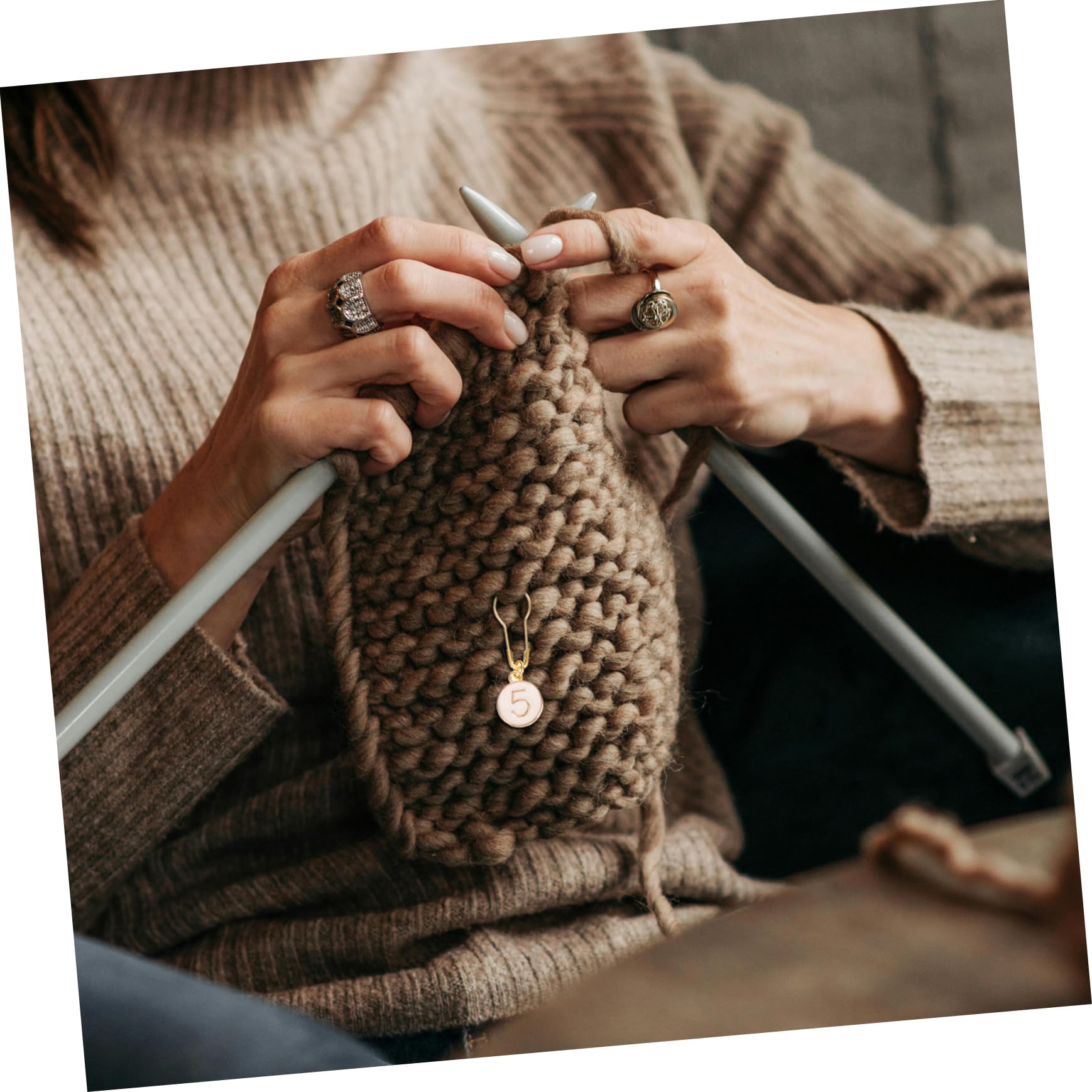 40piezas Marcadores De Tejer De Aleación De Zinc Marcadores Circulares Para Crochet y Punto Accesorios De Costura Para Proyectos De Manualidades Para Bufandas y