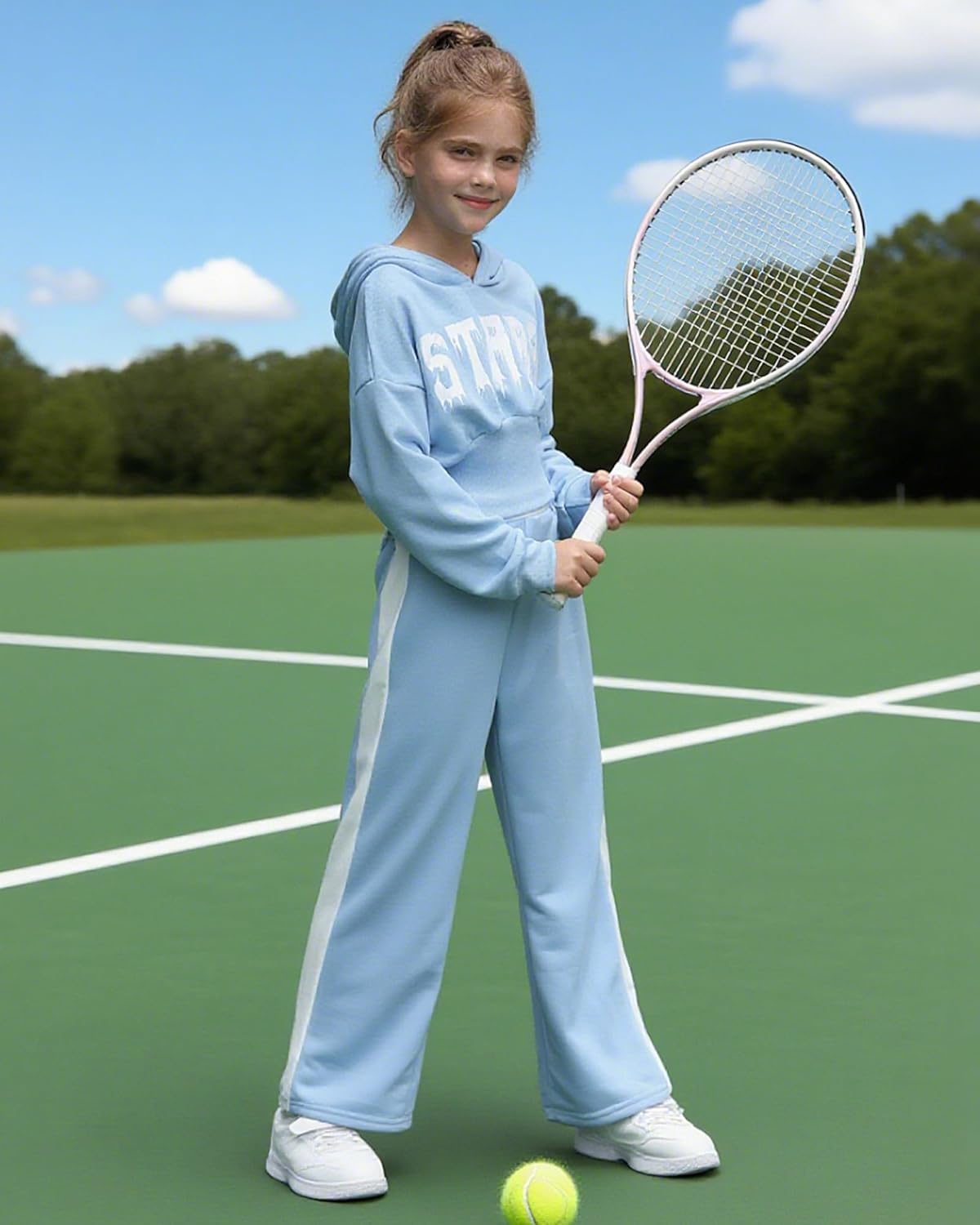 Girls' Clothing Set Crop Top Letter Hoodie Sweatpants Fall Winter Outfits Tween Girl Trendy Clothes Activewear 8-12 - Image 3