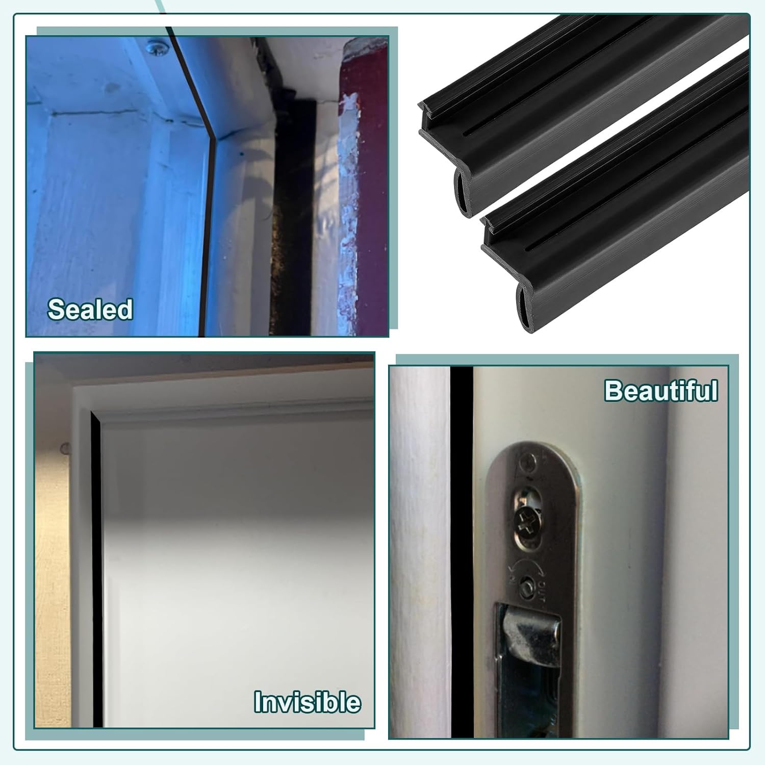 Yuntau 5 Pack 97 Inch Rubber Weather Stripping Seal for Kerf Channel Doors, Black Door Seal for Top & Sides, Blocks Wind, Water, Rain & Dust, Easy Slotted Installation