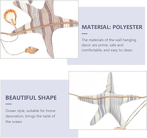 Miniatura 5 de MAGICLULU Guirnalda de estrellas del océano, guirnalda de conchas de mar, guirnalda bajo el mar, cartel colgante con temática mediterránea costera