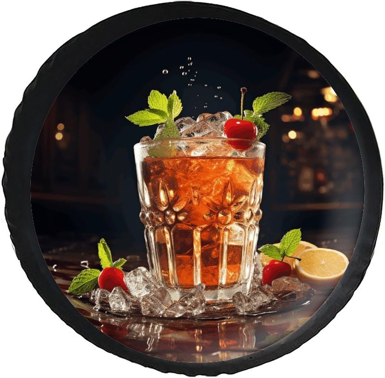 28"-34" Thickening Spare Tire Cover City Night View Waterproof Leather Tire Wheel Cover for Trailer Jeep RV SUV