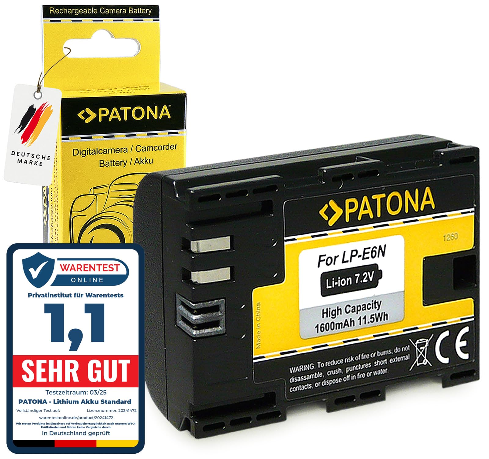 PATONA PREMIUM Batteria LP-E6N 2400mAh Per Canon EOS 5D, R5, R6, 7D, 80D, 90D – Ricambio E Scorta Per Foto E Video 4K