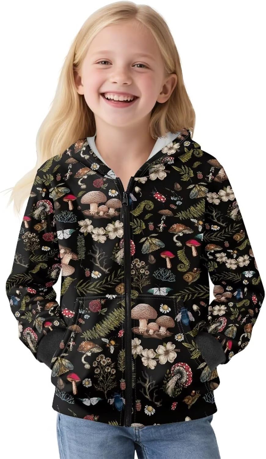 Girls Zip Up Hoodies with Pockets Fleece Sweatshirt Hooded Clothes for Playtime