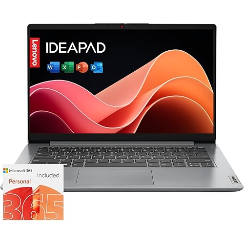 Lenovo IdeaPad 1i Laptop with Office 365 Home and Business • 1TB Cloud Storage and 128GB SSD • 8GB RAM • Intel Core • 14 Anti-Glare Screen • WiFi-6 • 11HR Battery • Windows 11 no Mouse