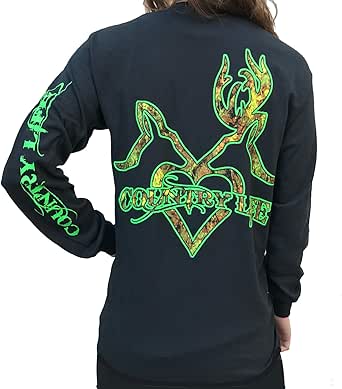 Country Life Camo Kissing Deer Black and Green Long Sleeve