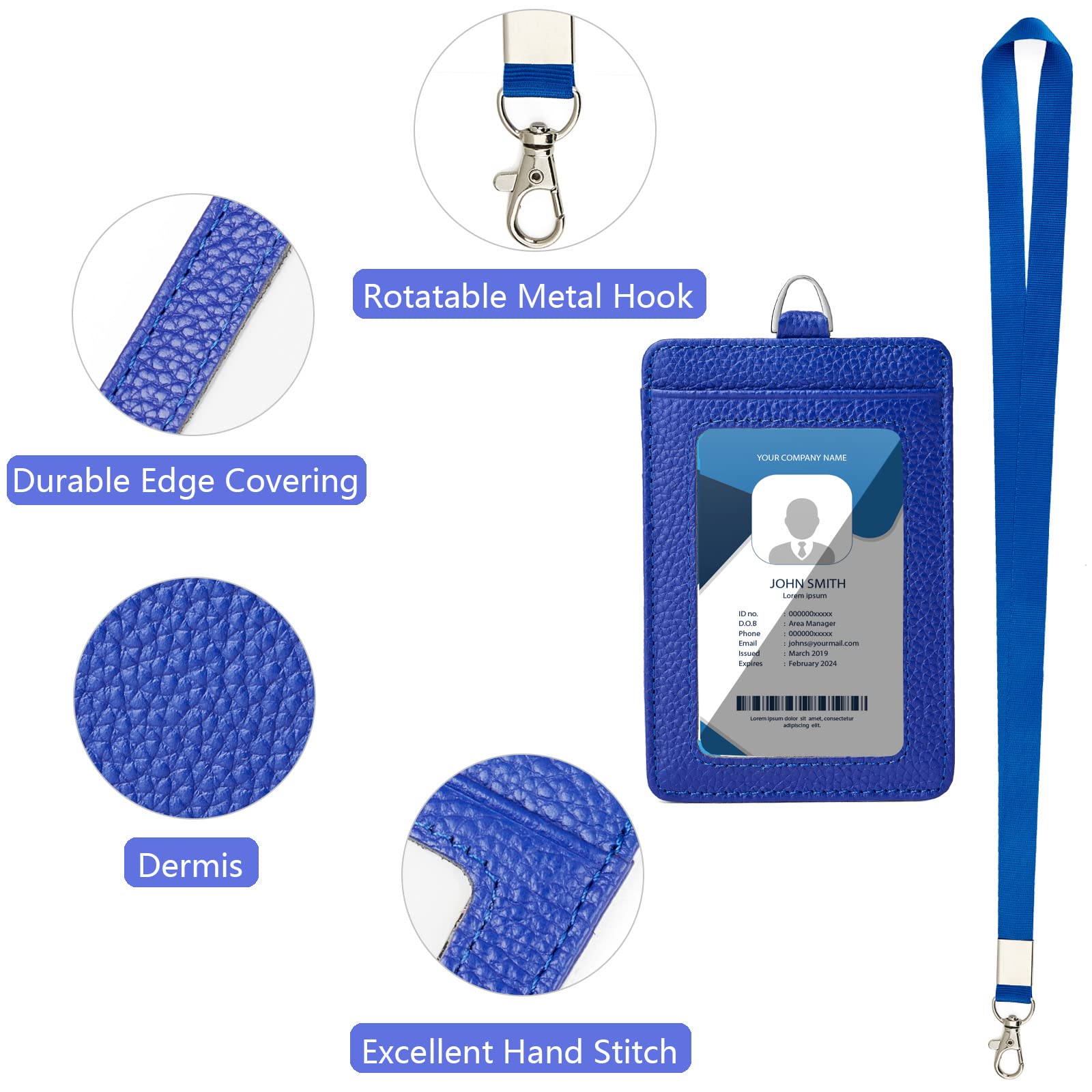 Portabadge Verticale In Vera Pelle Con Cordino - Portacarte RFID Per Badge E Carte Di Credito - Foto 11