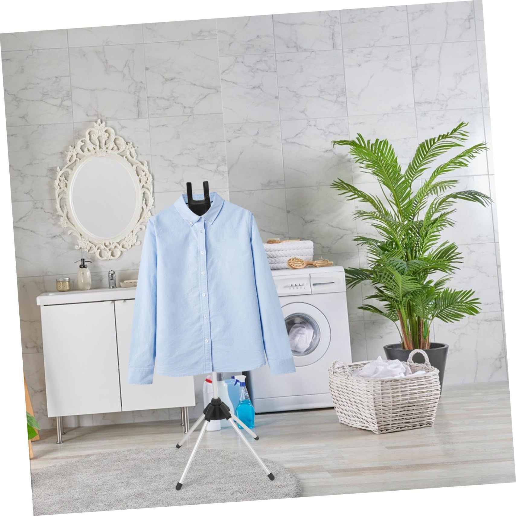 ABOOFAN Soporte para Plancha de Vapor Tabla de Planchar Integrada, Estructura Plegable de Aleación de Aluminio Ajustable de 90 a 160cm para Ropa y Prendas