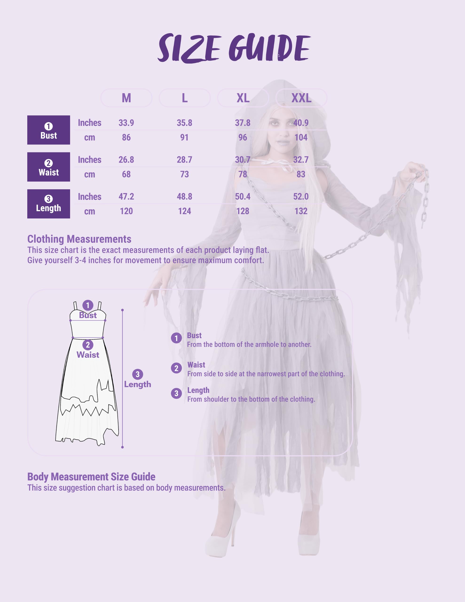 Spooktacular Creations Damski kostium ducha z plastikowym łańcuszkiem, peleryna z kapturem dla dorosłych