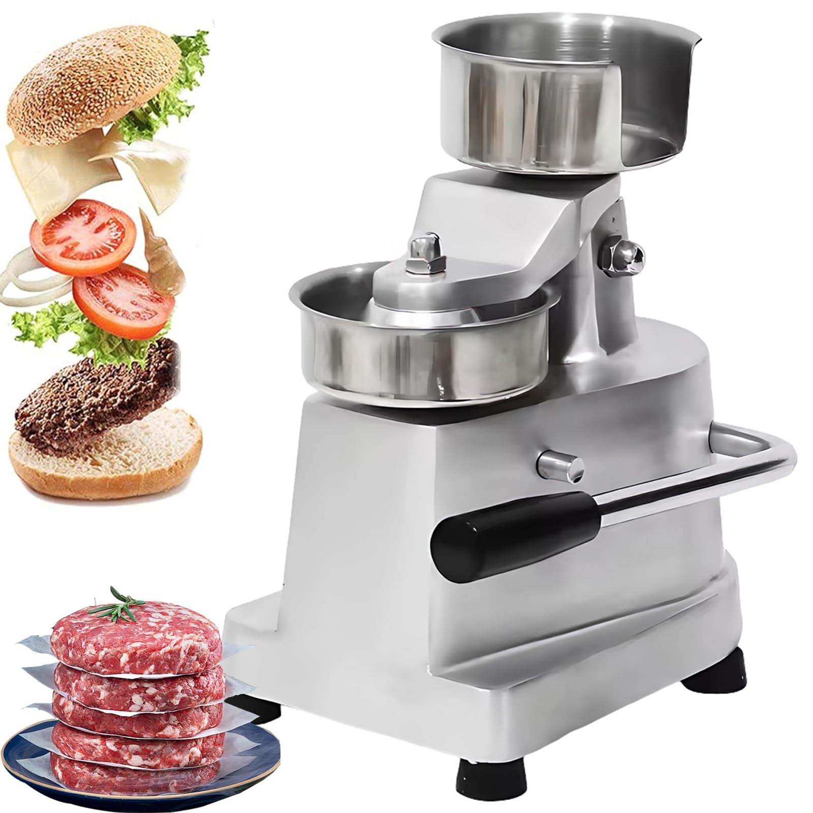 Macchina per Hamburger Commerciale, Burger Patty Pressa da 130 mm, Pressa per Hamburger in Acciaio Inox Alimentare, Pressa per Hamburger per Esterni, Cucine Scolastiche, Hotel, Ristoranti