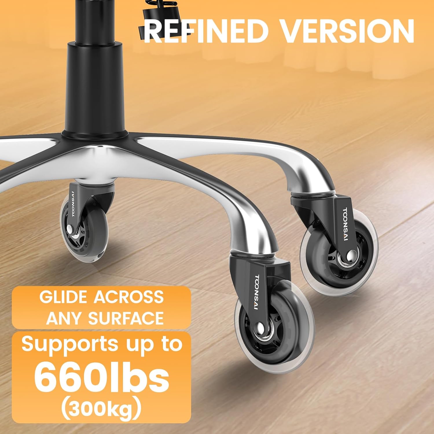 3 Inch Office Desk Chair Wheels Replacement, Computer Gaming Casters for Carpet, Stem 7/16-7/8 Set of 5 for Furniture Hardwood Hard Floors Chair Castors Tile Smooth Safe Quiet Rolling 660 LB, (-Black)