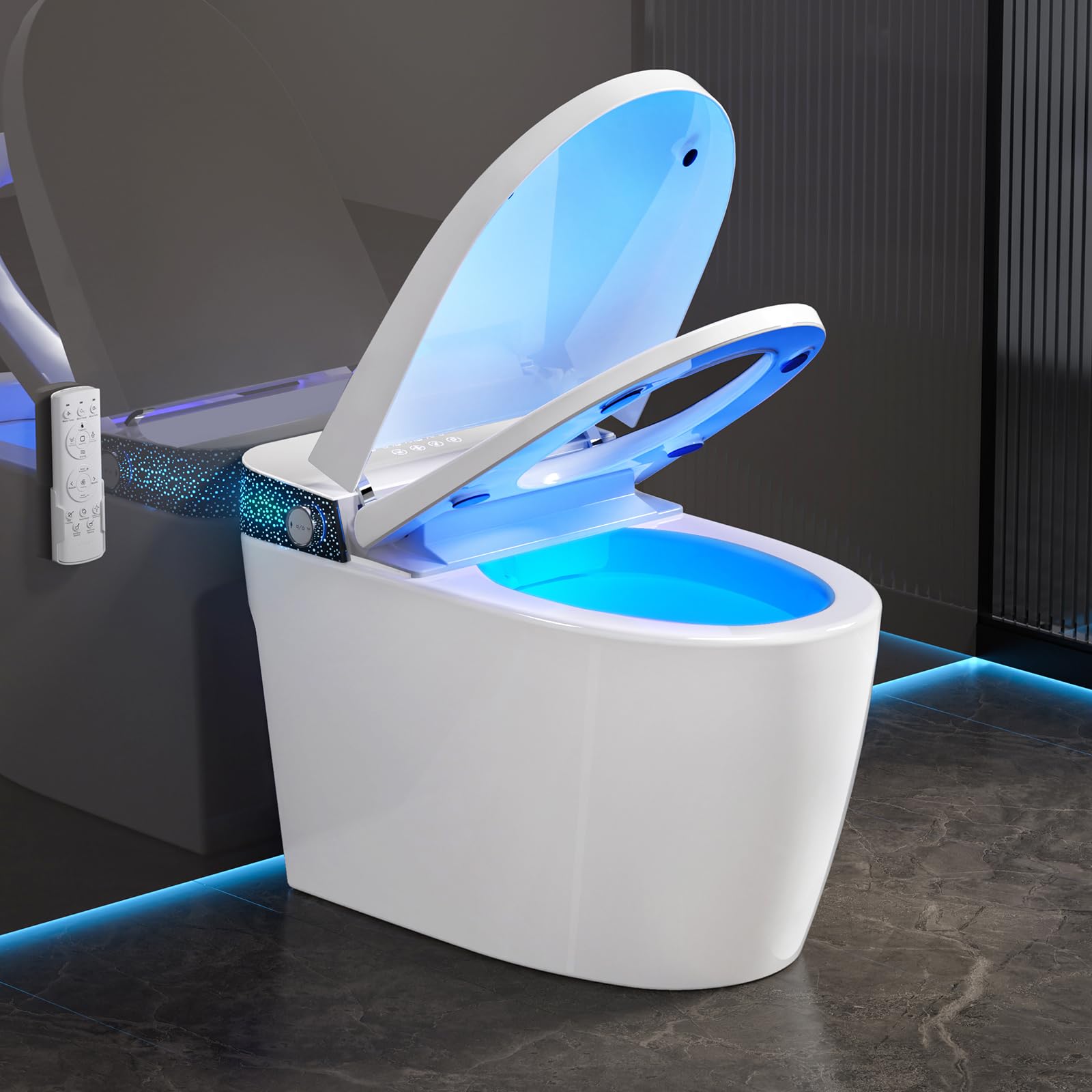 Smart Toilet with Bidet Built in Elongated Bidet Toilet with Auto Soft Open Close Auto Flush One Piece