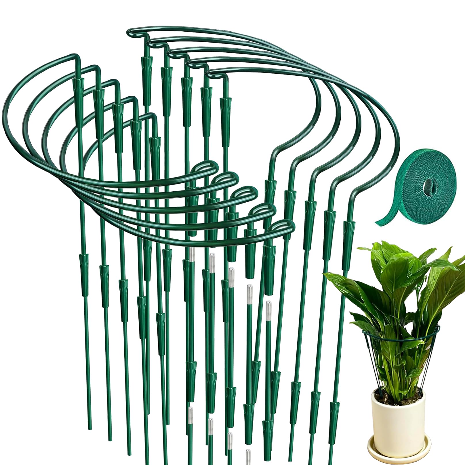 10 PCS Plant Support Stakes 30×30/60cm Adjustable Metal Garden Plant Stakes