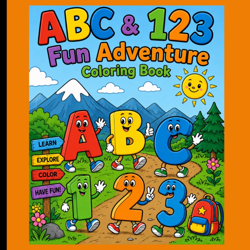 ABC & 123 Fun Adventure Coloring Book