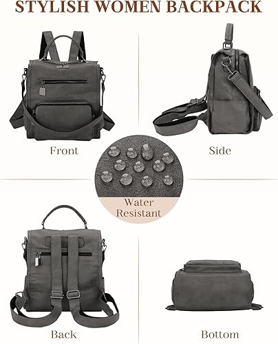Miniatura 7 de Bolso tipo mochila para mujer, RAVUO de piel sintética, mini mochila de moda para mujer, tres formas de llevar, S