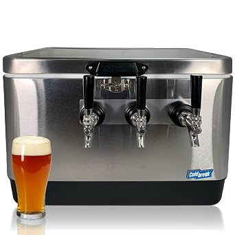 Coldbreak 3-Tap Jockey Box, Bartender Edition, 54 Quart Cooler with 50 Stainless Steel Coils, Rear Input for Clean Setup, Heavy Duty Beverage-Grade Construction, Ideal for Keg Service, Made in USA