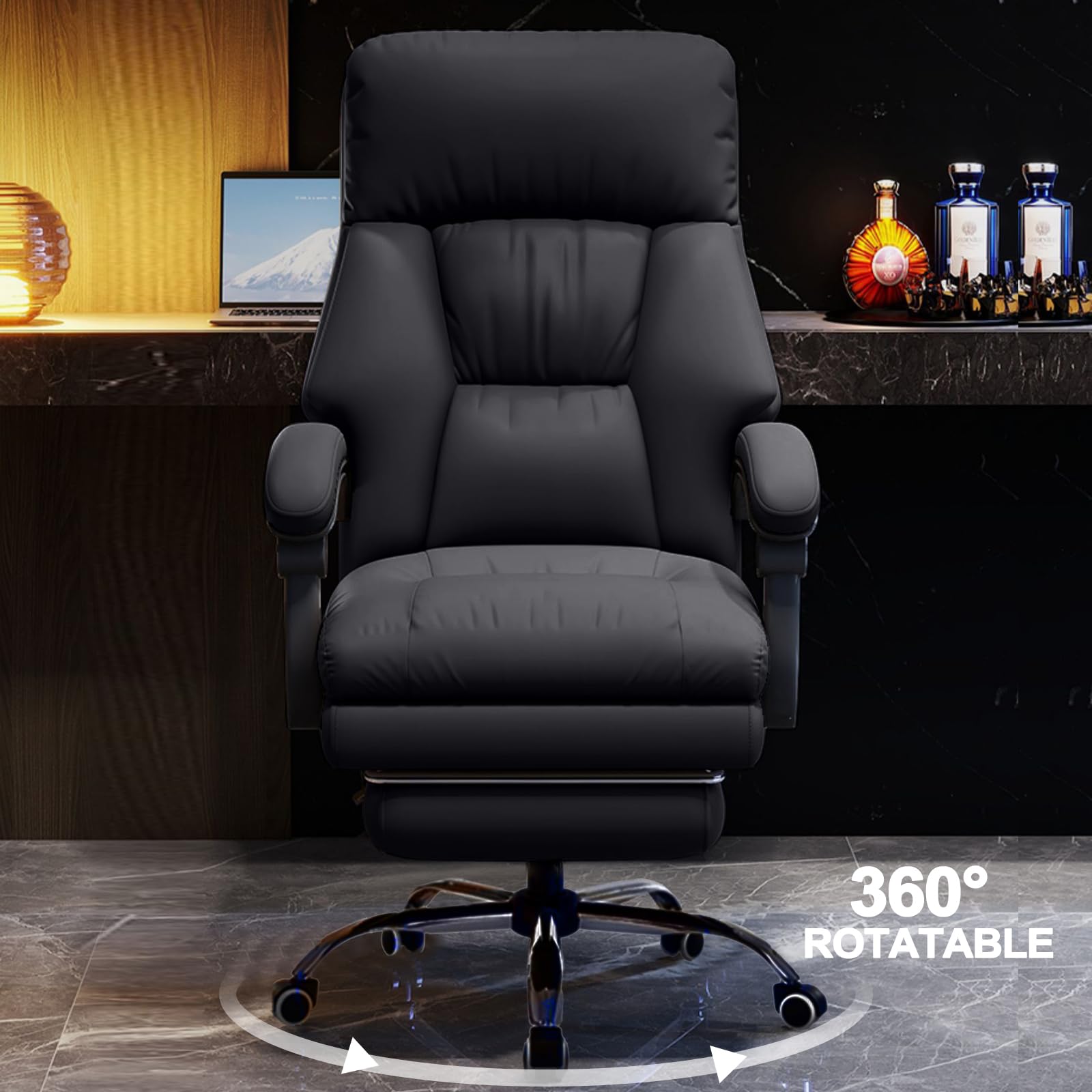 Office Chair with Leg Rest Executive Desk Chairs with Wheels High Back Computer Gaming Chairs Adjustable Reclining Ergonomic — view 7