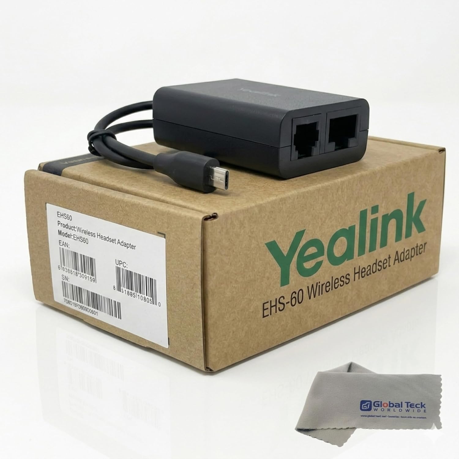 Yealink EHS60 Headset Adapter - For WH62/WH63 Wireless Headsets - Enables Remote Call Control on Desk Phones Compatible with Cisco, Avaya, Poly VVX, Grandstream IP Phones w/ GTW Cloth