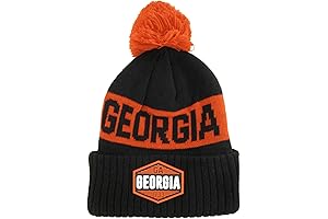 Georgia Winter Knit 3D Rubber Patch Pom Beanie Hat for Men