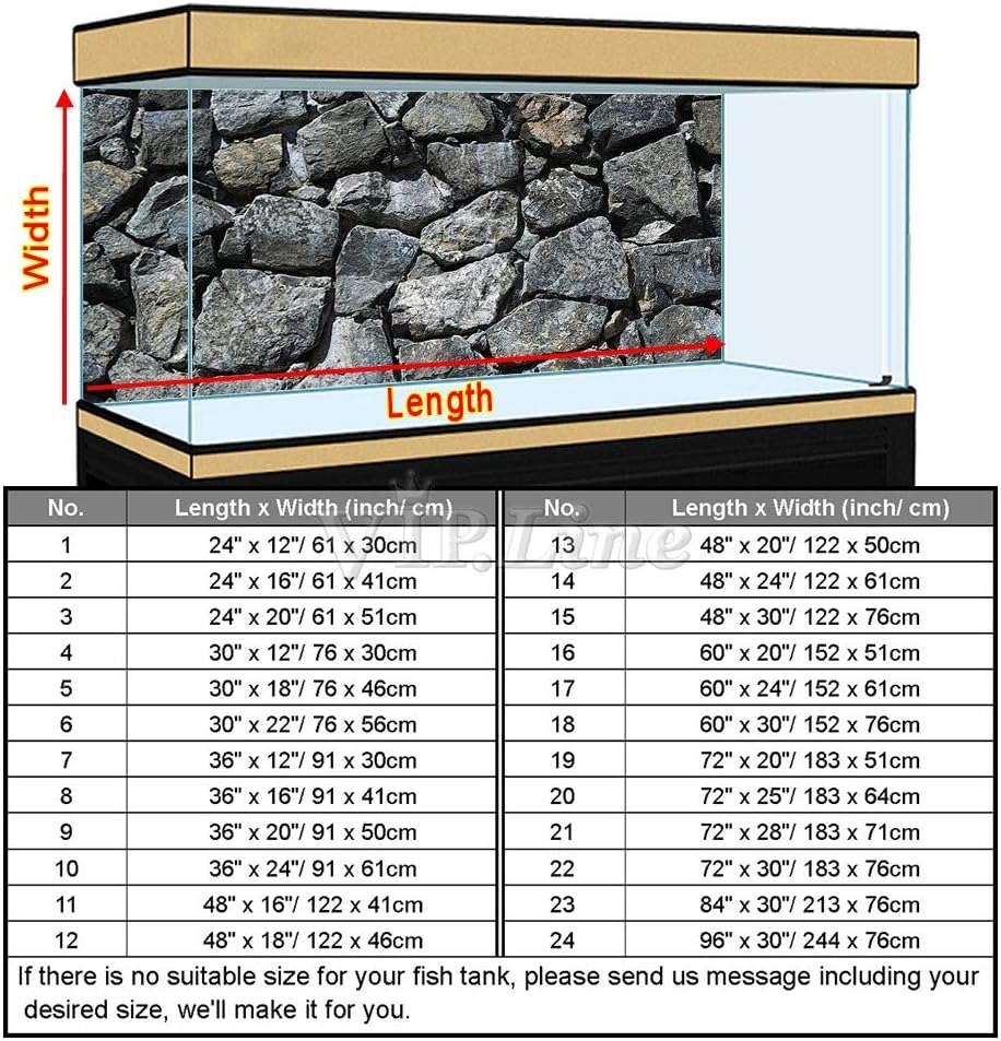 Black Stone Aquarium Background Poster PVC Fish Tank Decorations Landscape (48" x 20"/ 122 x 50cm)