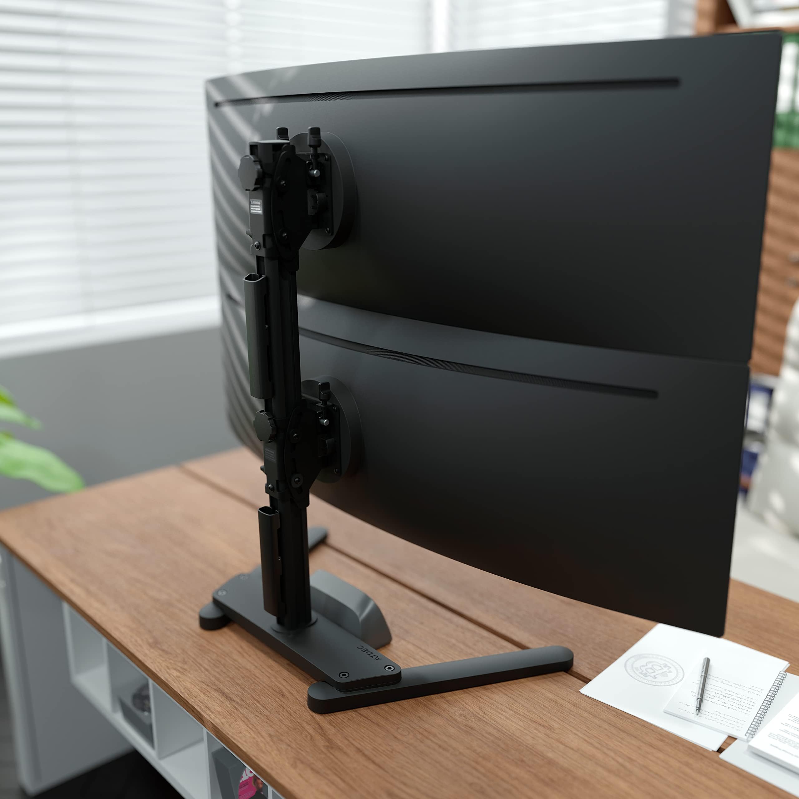 Atdec AWMS-2-BT75-FS-B Freestanding Dual Stack Heavy Monitor Desk Mount ...