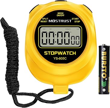 Digital Simple Stopwatch Timer, Single Lap Countdown Timer with On/Off, AAA Battery Included for Kids Students Coaches, Yellow
