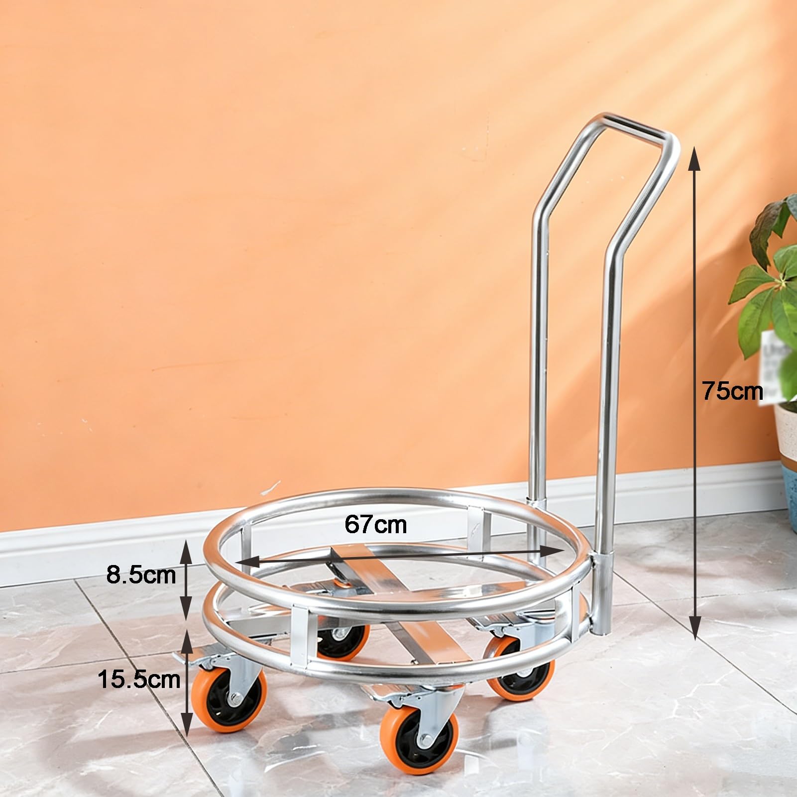 Wspornik garnka ze stali nierdzewnej, wózek na butle gazowe z 4 kółkami, wózek do transportu wiadra na mleko (67 x 67 x 75 cm) - i przenośny Solut